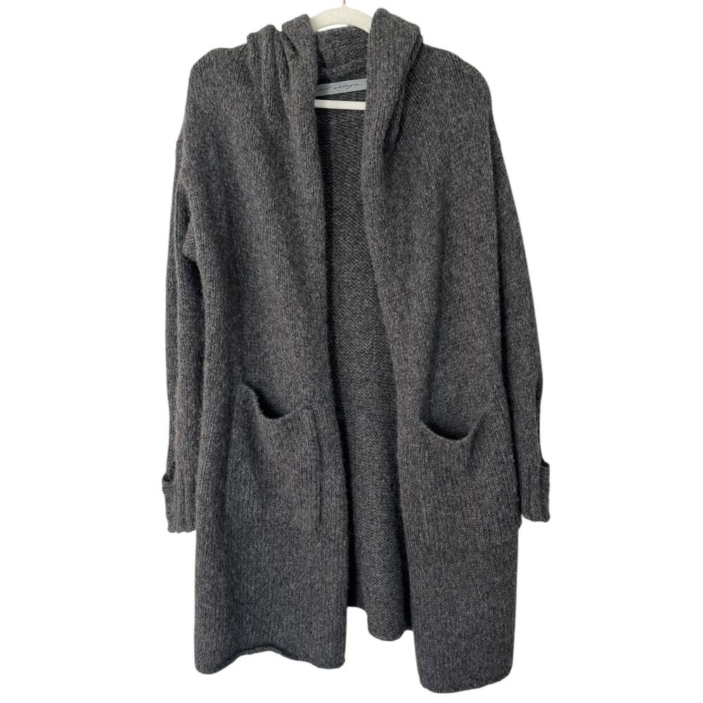 Raquel Allegra Dark Gray Alpaca Wool Hooded Longline Sweater 1 / Small Warm Cozy - Picture 4 of 8